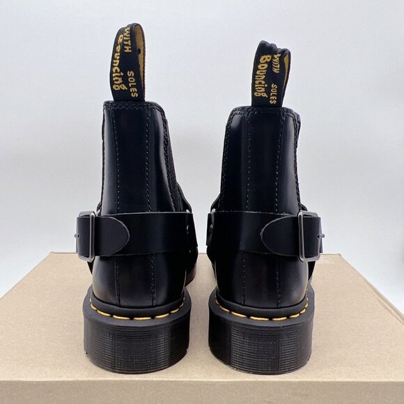 Dr. Martens Wincox Chelsea Ankle Buckle Boots Shiny Black Moto Boot US 5 Womens - Picture 9 of 14